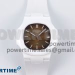 AET Nautilus 5711 White Ceramic AMGF Best Edition Brown Dial on White Rubber Strap MIYOTA 9015