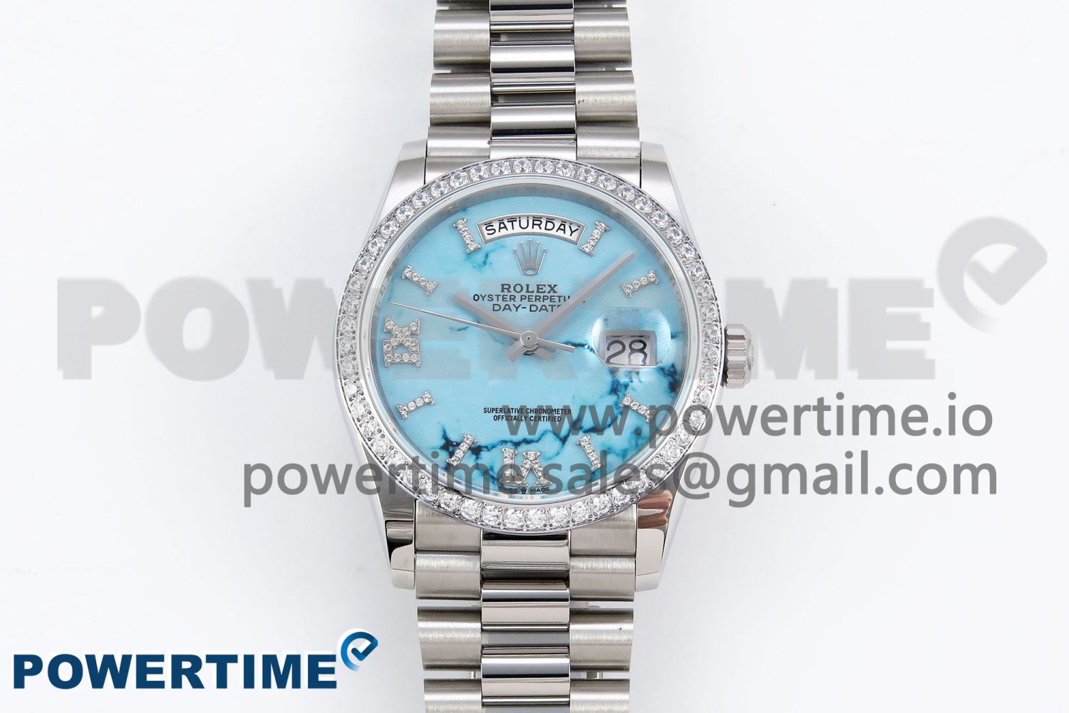 Day Date 36 SS TWSF Best Edition Blue Roman Diamonds Dial Diamonds Bezel on SS Bracelet A2836 - Image 1