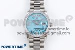 Day Date 36 SS TWSF Best Edition Blue Roman Diamonds Dial Diamonds Bezel on SS Bracelet A2836