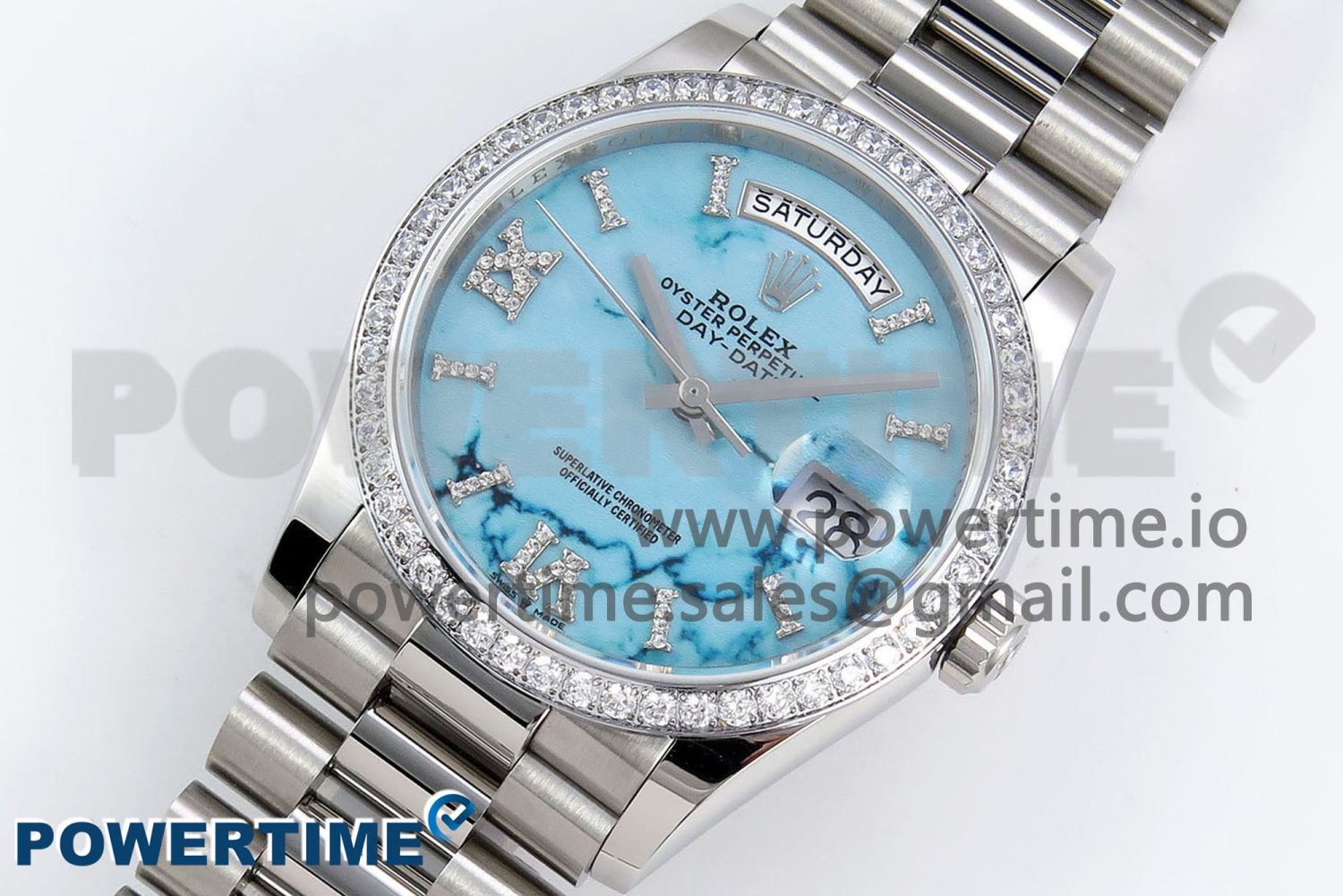 Day Date 36 SS TWSF Best Edition Blue Roman Diamonds Dial Diamonds Bezel on SS Bracelet A2836 - Image 2