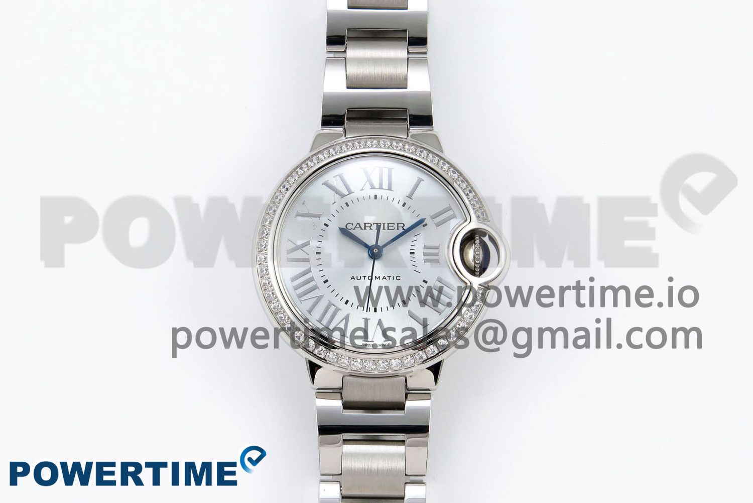 Ballon Bleu 33mm SS AF 1:1 Best Edition Silver Dial Diamonds Bezel on SS Bracelet SEIKO NH05A (Quick Release) - Image 1