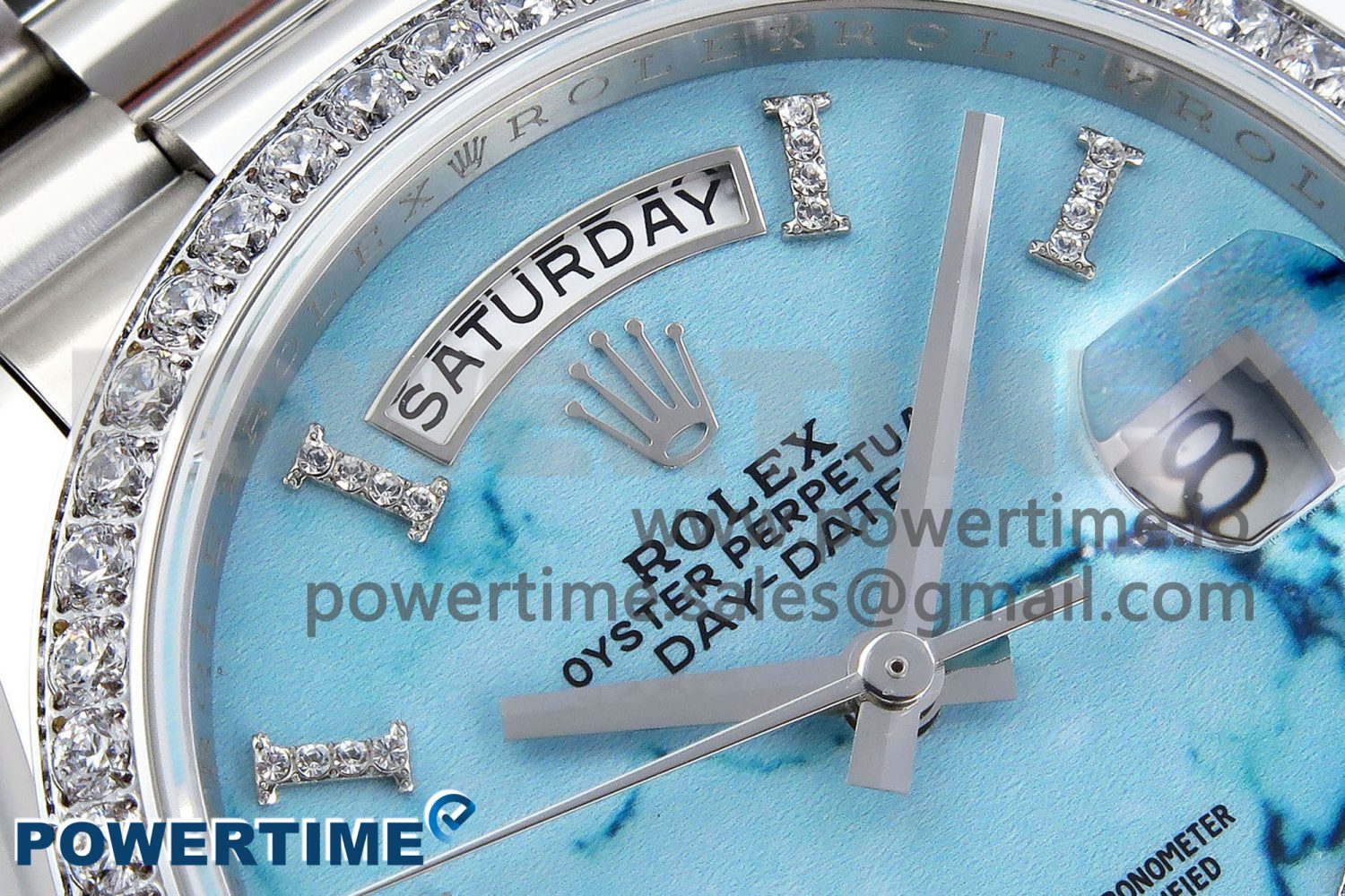 Day Date 36 SS TWSF Best Edition Blue Roman Diamonds Dial Diamonds Bezel on SS Bracelet A2836 - Image 4