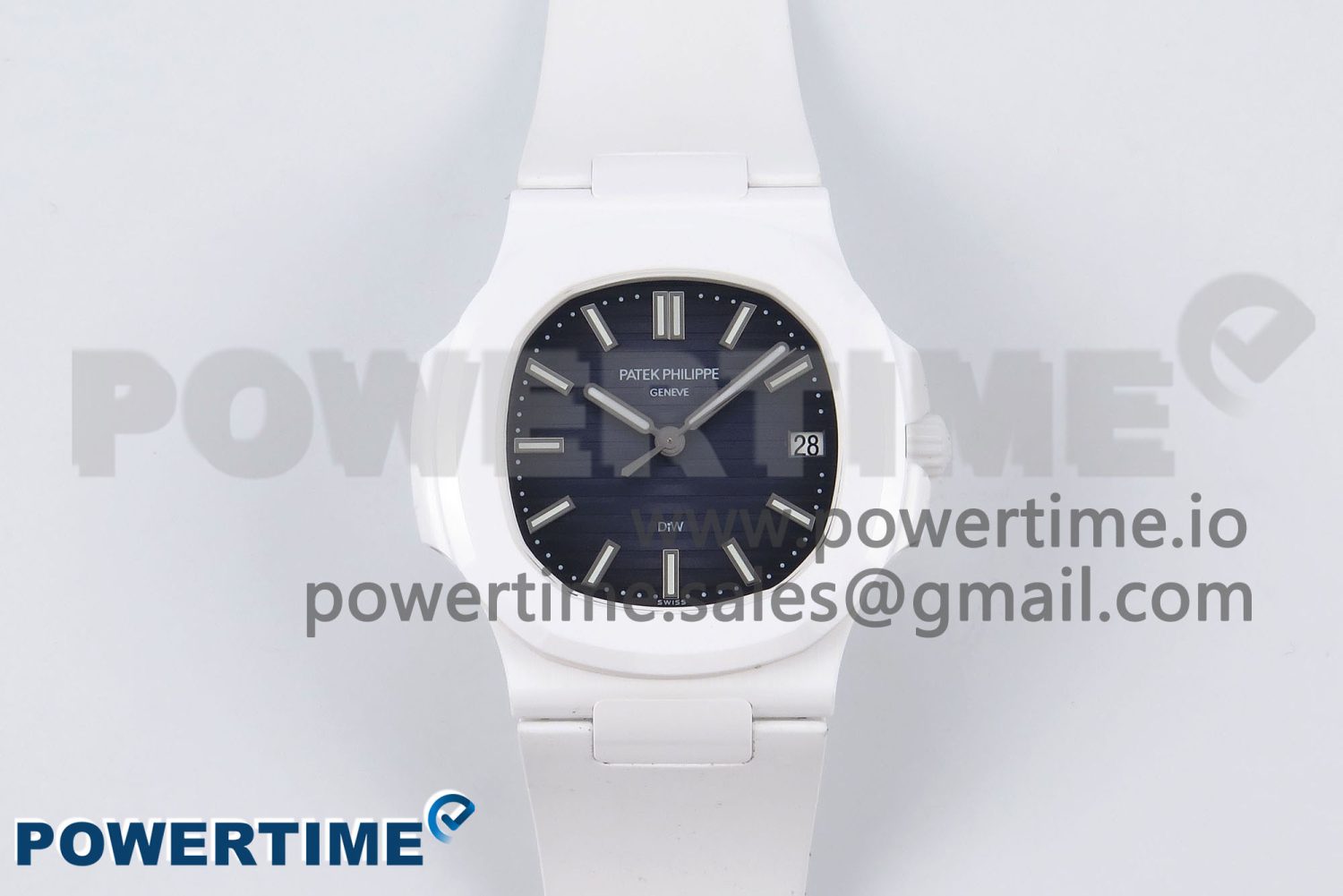 AET Nautilus 5711 White Ceramic AMGF Best Edition Blue Dial on White Rubber Strap MIYOTA 9015 - Image 1