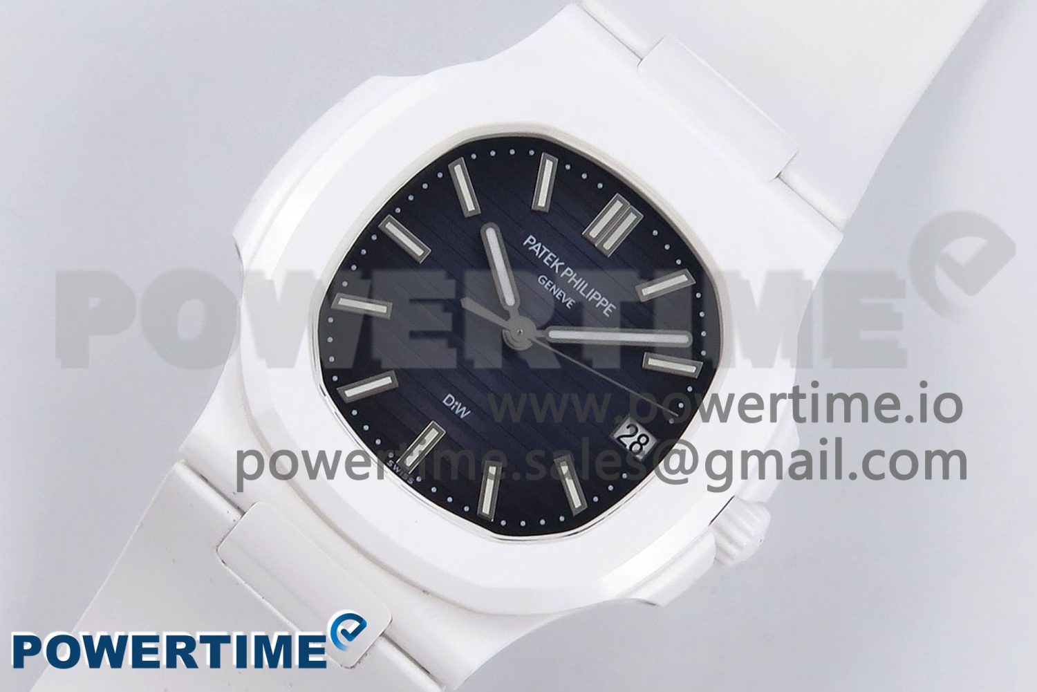 AET Nautilus 5711 White Ceramic AMGF Best Edition Blue Dial on White Rubber Strap MIYOTA 9015 - Image 2