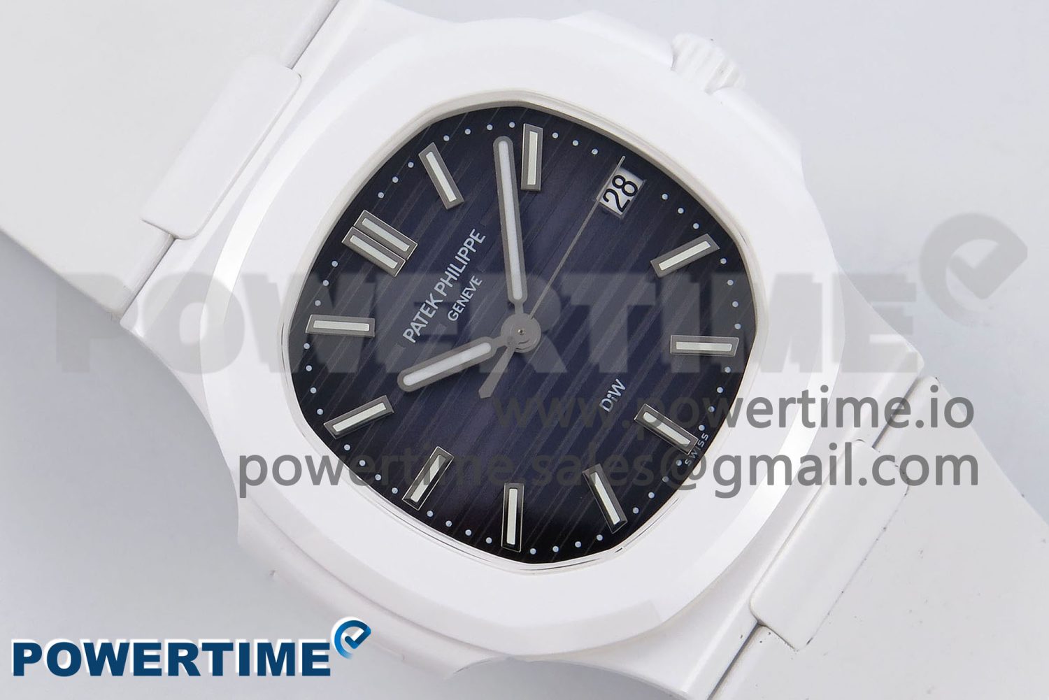 AET Nautilus 5711 White Ceramic AMGF Best Edition Blue Dial on White Rubber Strap MIYOTA 9015 - Image 3