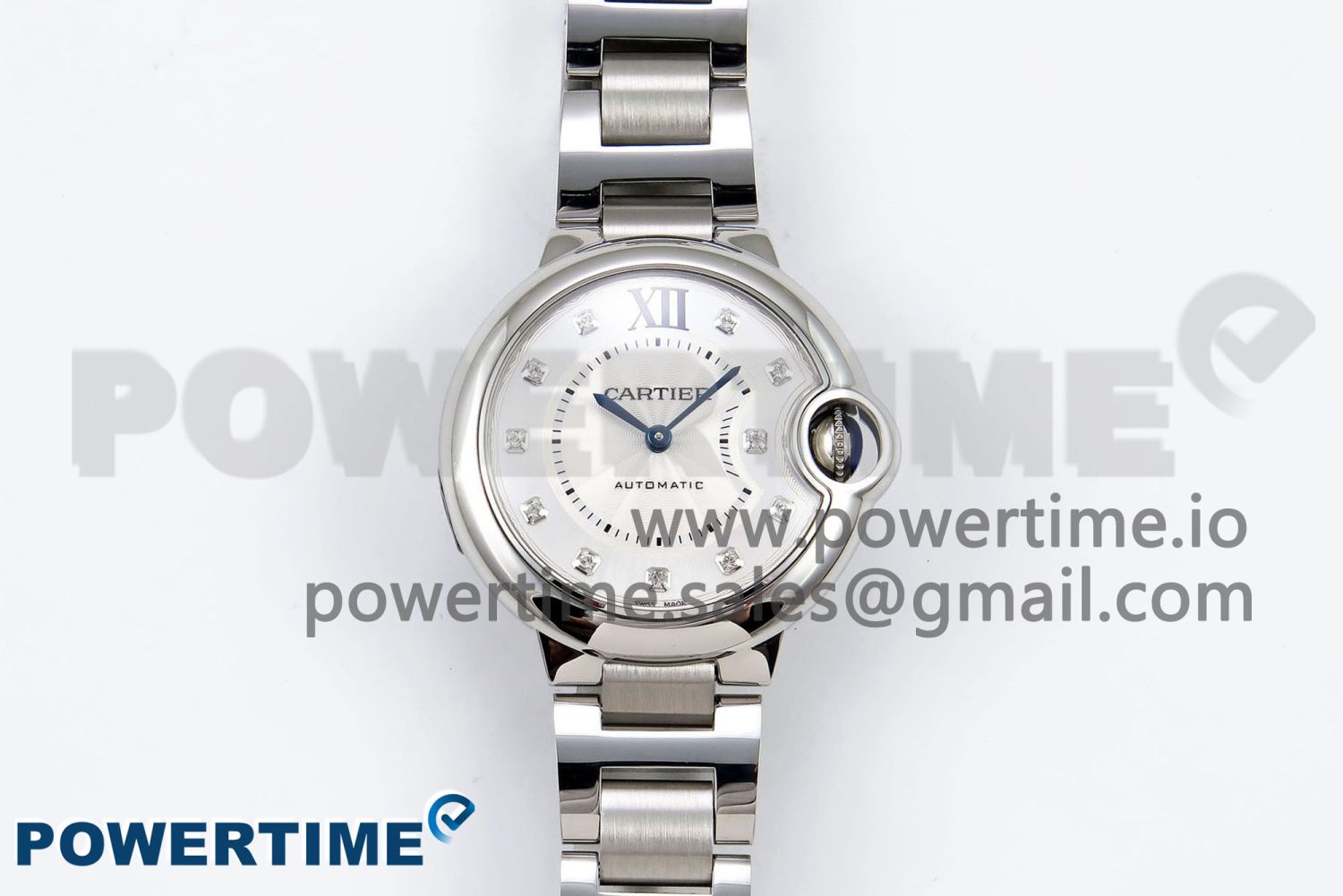 Ballon Bleu 33mm SS AF 1:1 Best Edition White Diamonds Dial on SS Bracelet SEIKO NH05A - Image 1