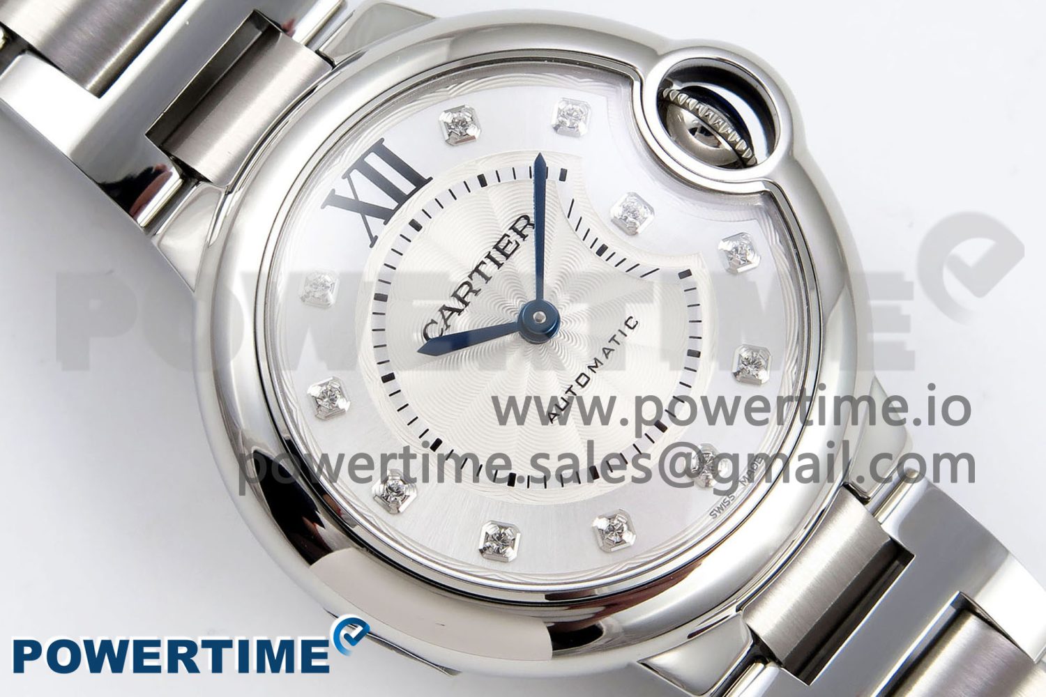 Ballon Bleu 33mm SS AF 1:1 Best Edition White Diamonds Dial on SS Bracelet SEIKO NH05A - Image 3