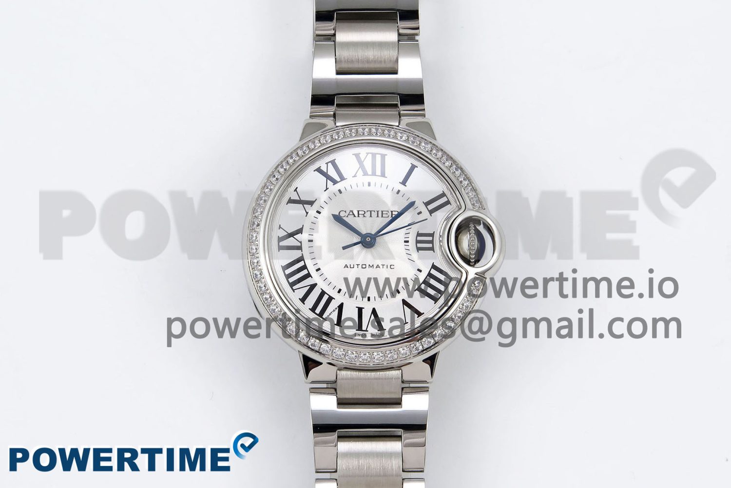 Ballon Bleu 33mm SS AF 1:1 Best Edition White Dial Diamonds Bezel on SS Bracelet SEIKO NH05A (Quick Release) - Image 1