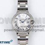 Ballon Bleu 33mm SS AF 1:1 Best Edition White Dial Diamonds Bezel on SS Bracelet SEIKO NH05A (Quick Release)