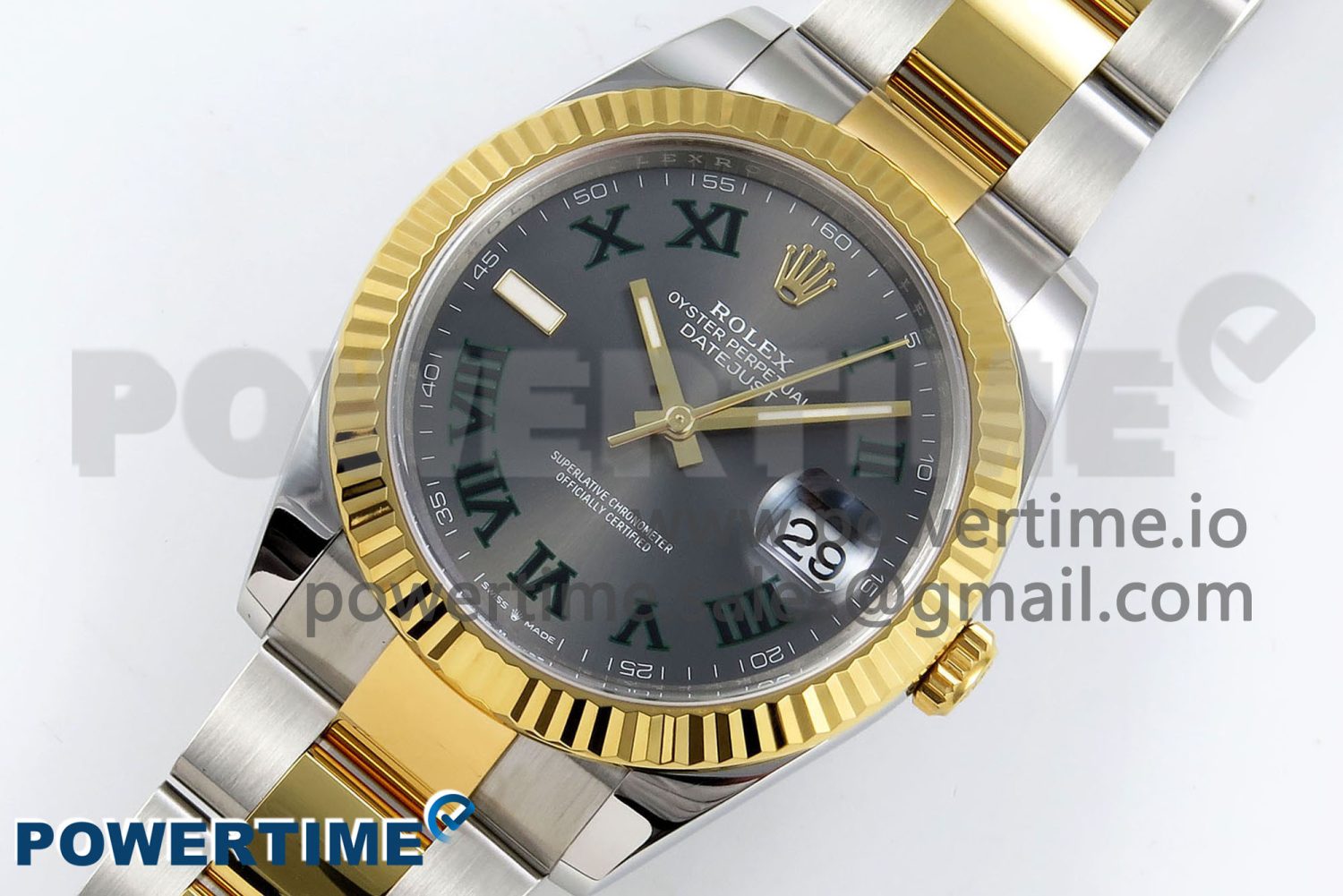 DateJust 41 126333 Clean 1:1 Best Edition 904L Steel Gray Dial Green Roman Marker on SS/YG Oyster Bracelet VR3235 - Image 2