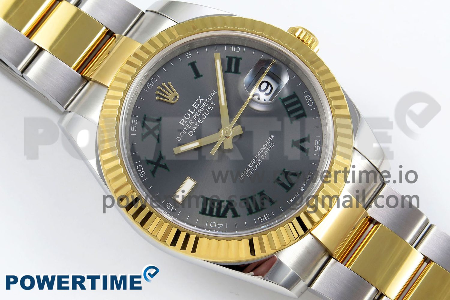 DateJust 41 126333 Clean 1:1 Best Edition 904L Steel Gray Dial Green Roman Marker on SS/YG Oyster Bracelet VR3235 - Image 3