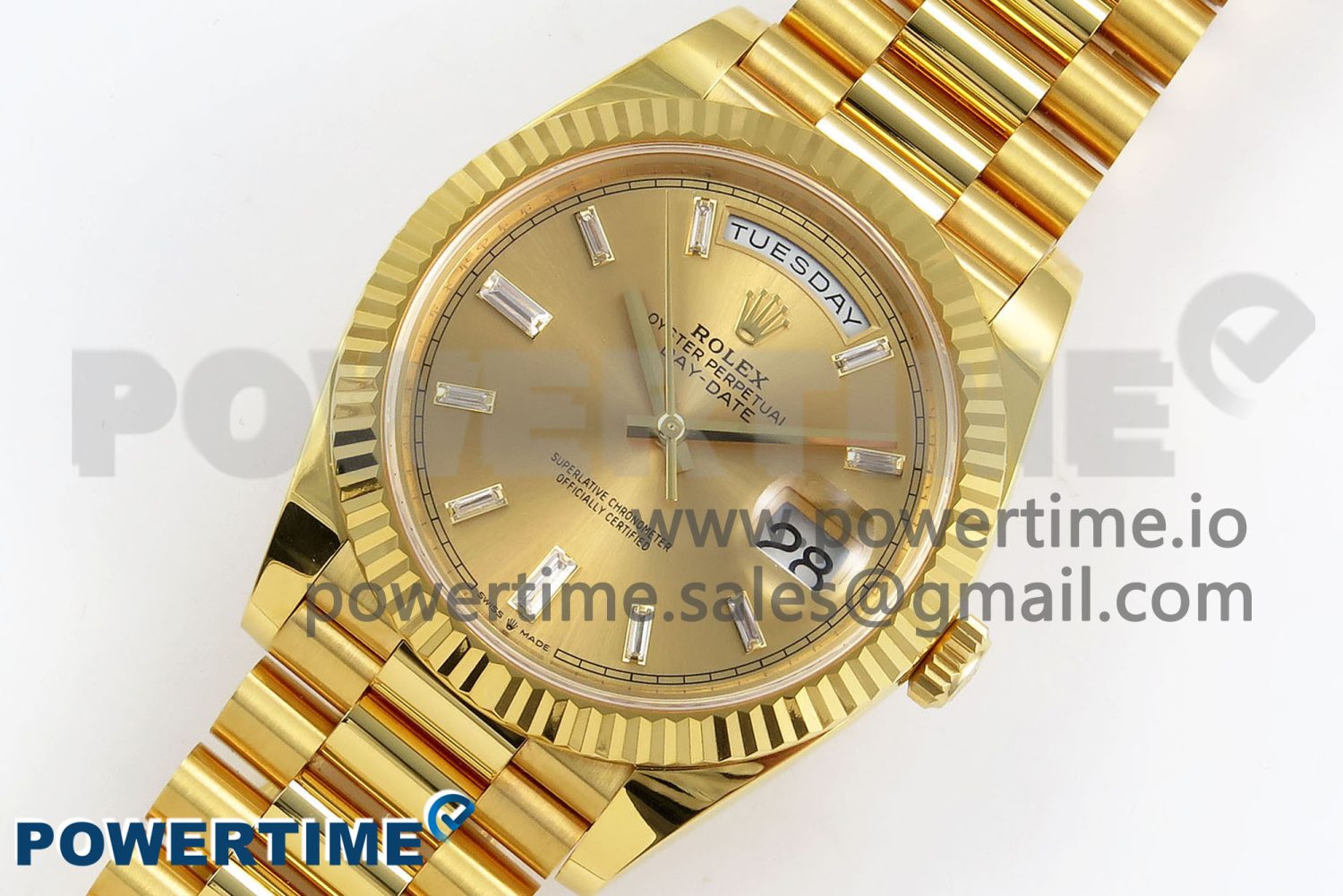 DayDate 40 228238 ARF 904L Steel YG Crystal Diamonds Bezel on President Bracelet VR3255 - Image 2