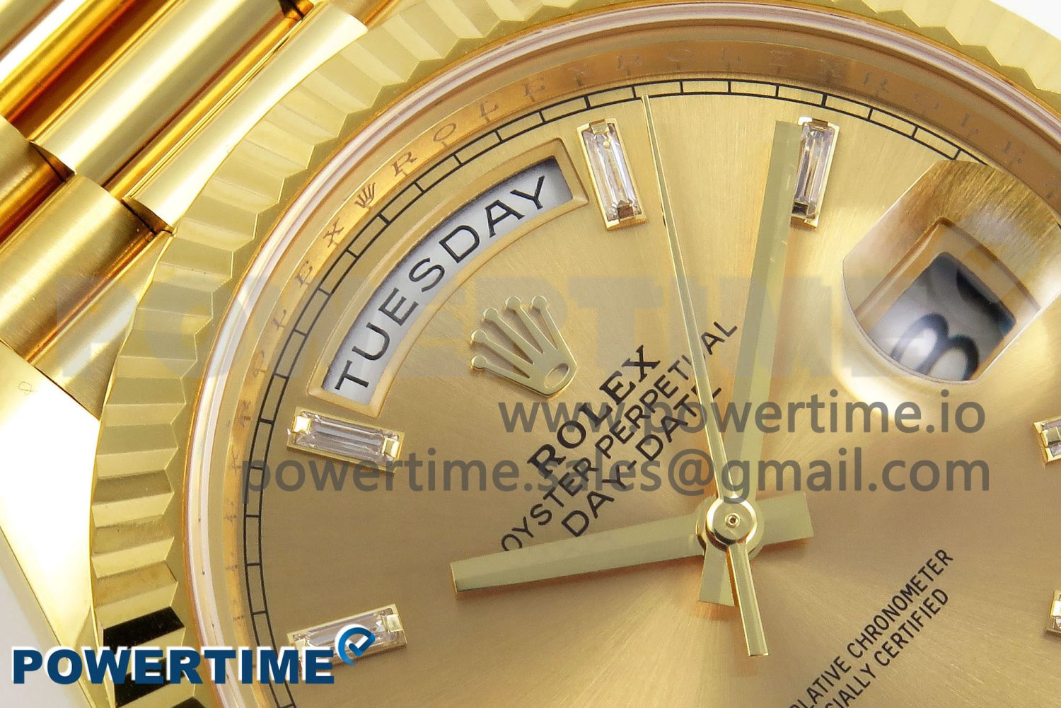 DayDate 40 228238 ARF 904L Steel YG Crystal Diamonds Bezel on President Bracelet VR3255 - Image 4