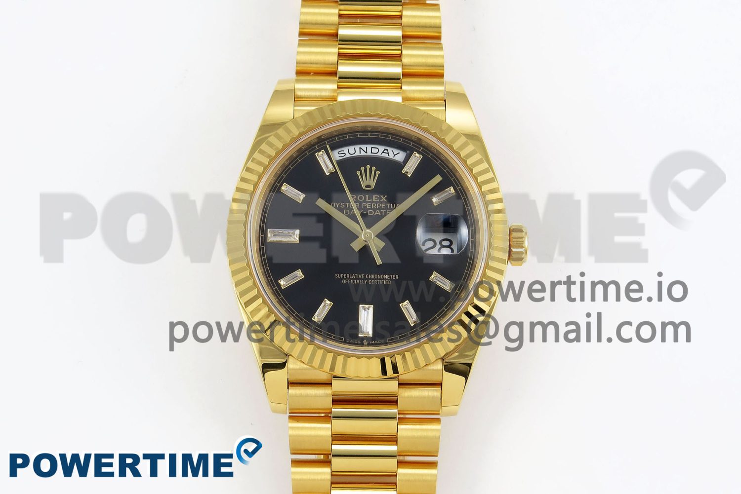 DayDate 40 228238 ARF 904L Steel Black Crystal Diamonds Bezel on President Bracelet VR3255 - Image 1