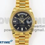 DayDate 40 228238 ARF 904L Steel Black Crystal Diamonds Bezel on President Bracelet VR3255