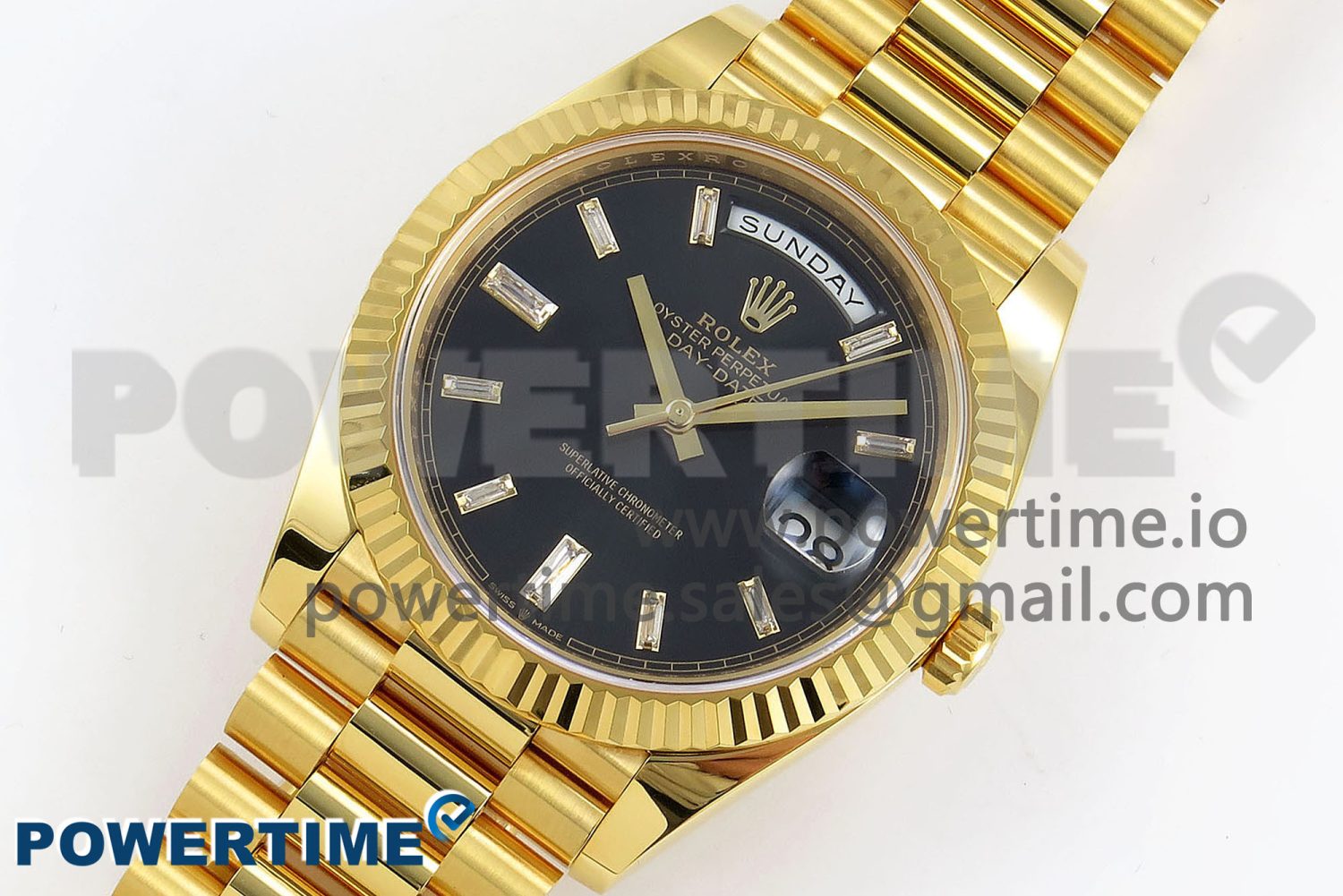 DayDate 40 228238 ARF 904L Steel Black Crystal Diamonds Bezel on President Bracelet VR3255 - Image 2