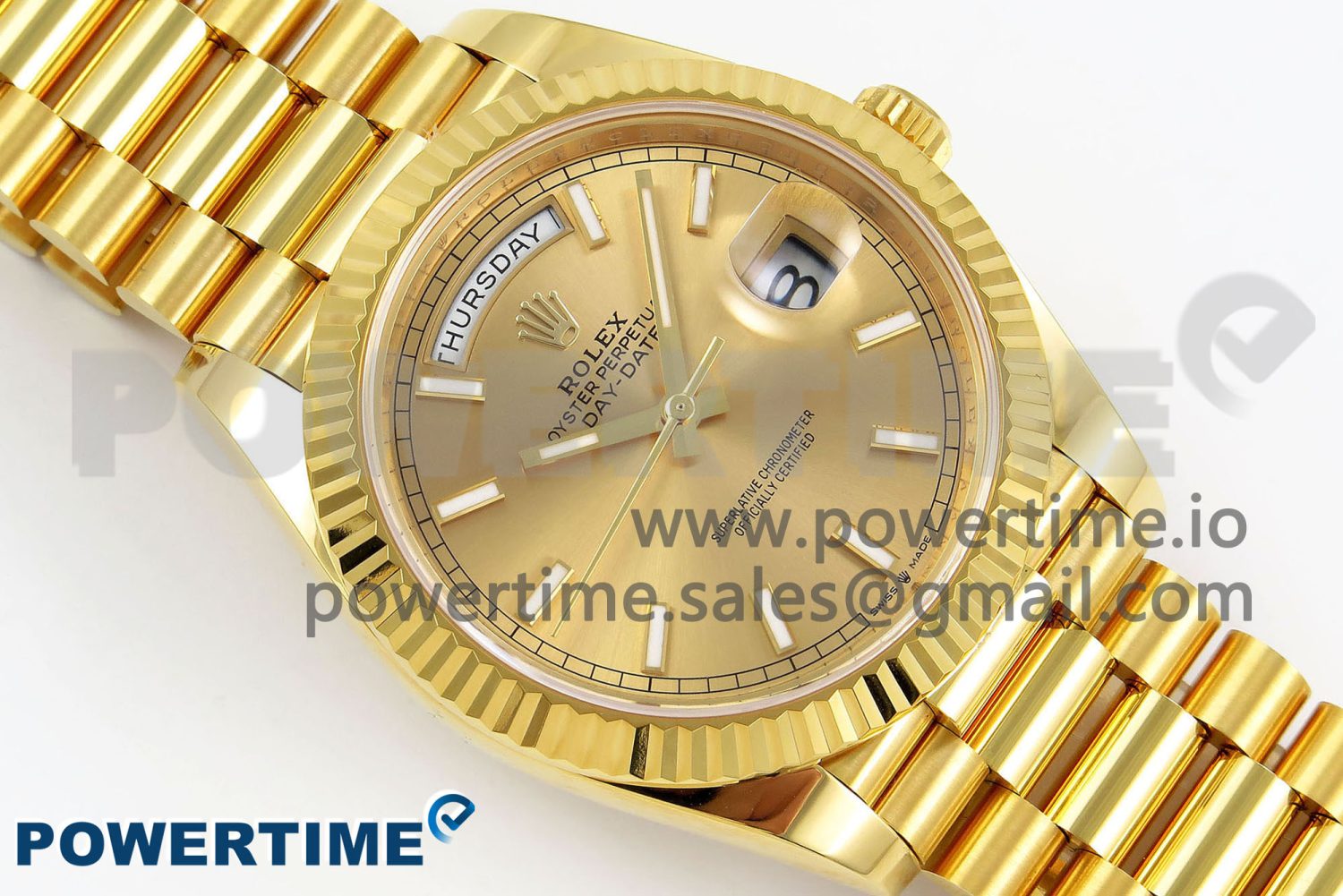 DayDate 40 228238 ARF 904L Steel Gold Stick Dial on President Bracelet VR3255 - Image 3