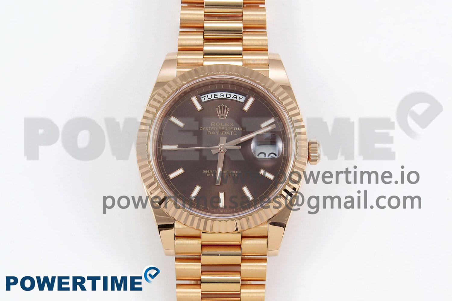 DayDate 40 228238 ARF 904L Steel Brown Stick Dial on President Bracelet VR3255 - Image 1