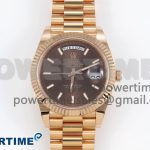 DayDate 40 228238 ARF 904L Steel Brown Stick Dial on President Bracelet VR3255