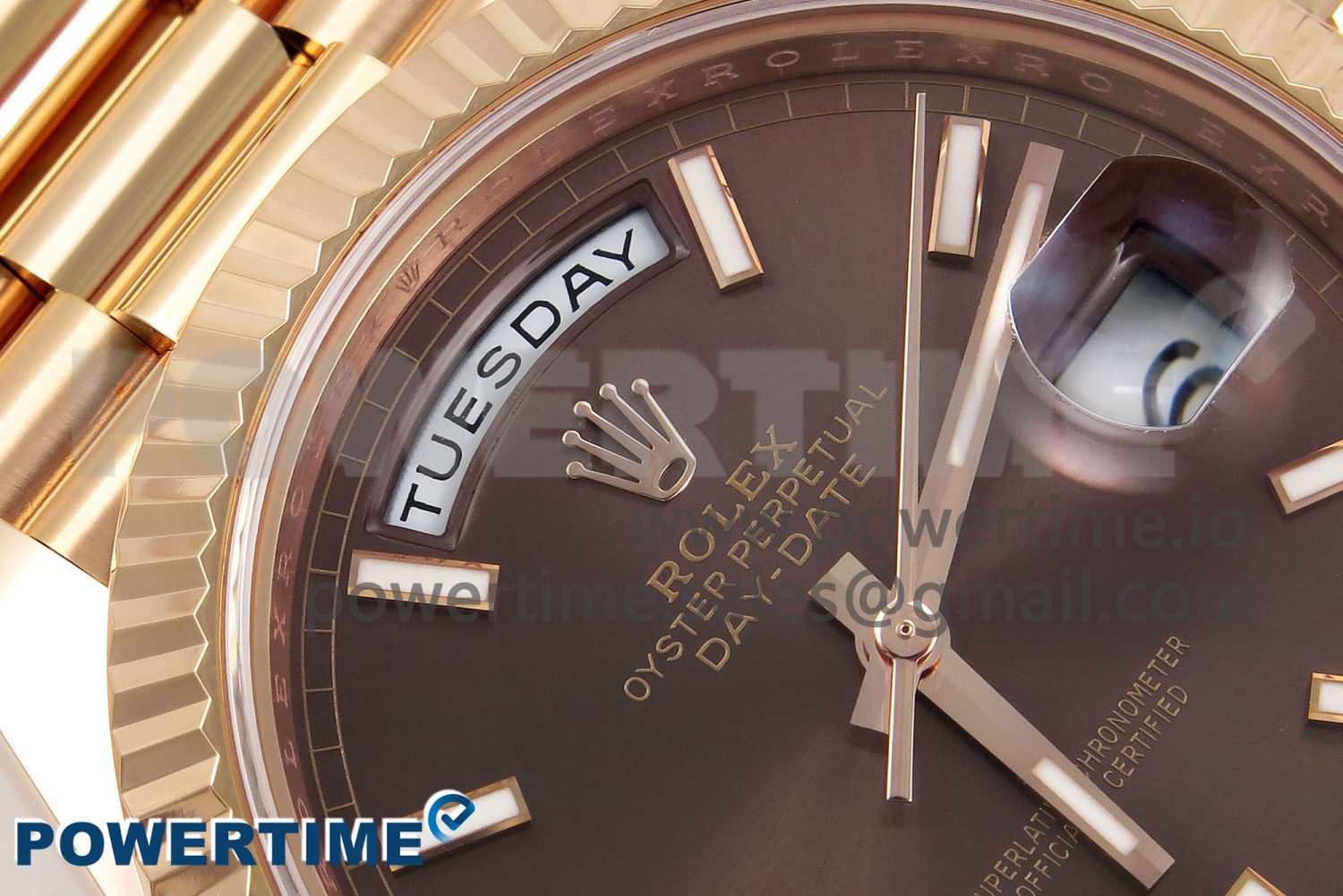 DayDate 40 228238 ARF 904L Steel Brown Stick Dial on President Bracelet VR3255 - Image 4