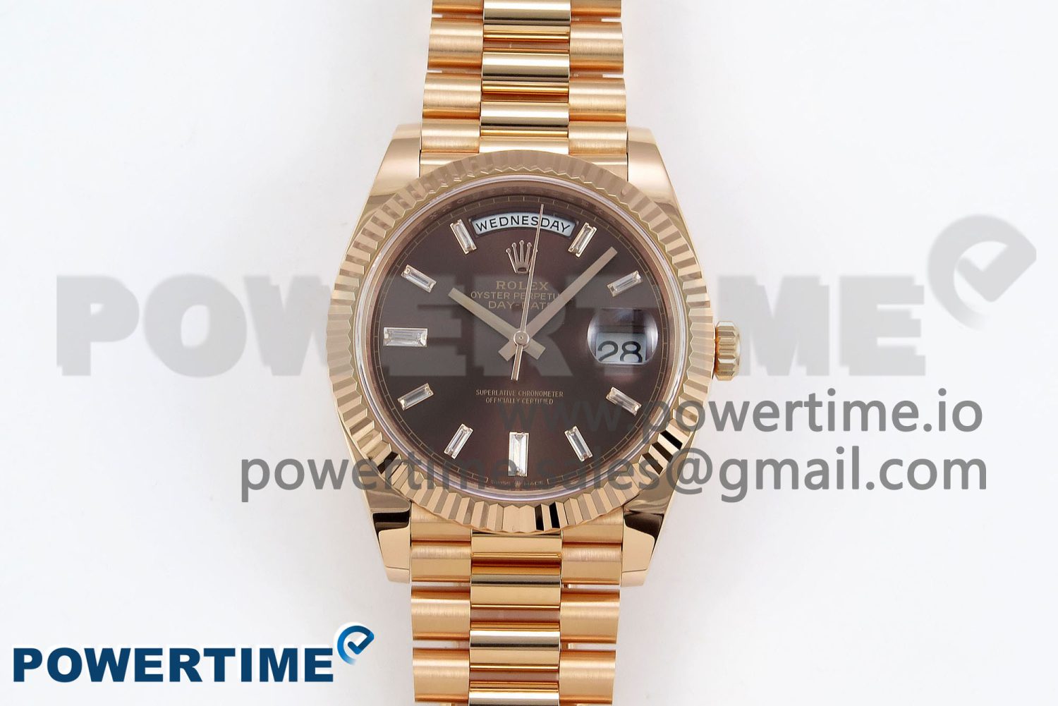 DayDate 40 228238 ARF 904L Steel Brown Crystal Diamonds Bezel on President Bracelet VR3255 - Image 1