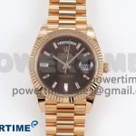 DayDate 40 228238 ARF 904L Steel Brown Crystal Diamonds Bezel on President Bracelet VR3255