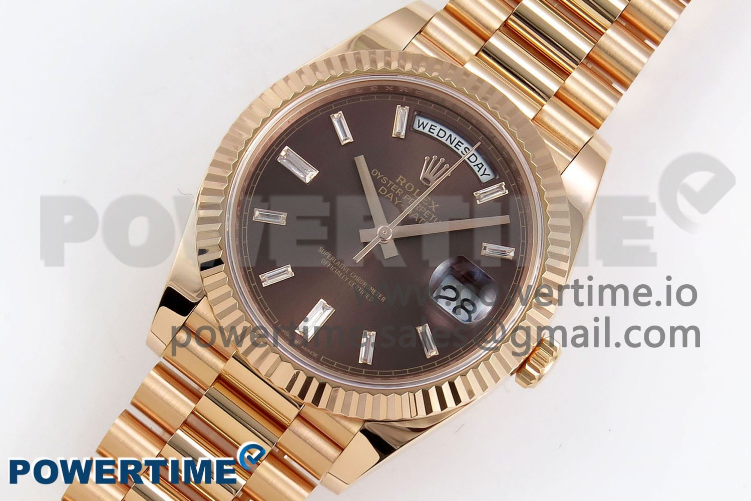 DayDate 40 228238 ARF 904L Steel Brown Crystal Diamonds Bezel on President Bracelet VR3255 - Image 2