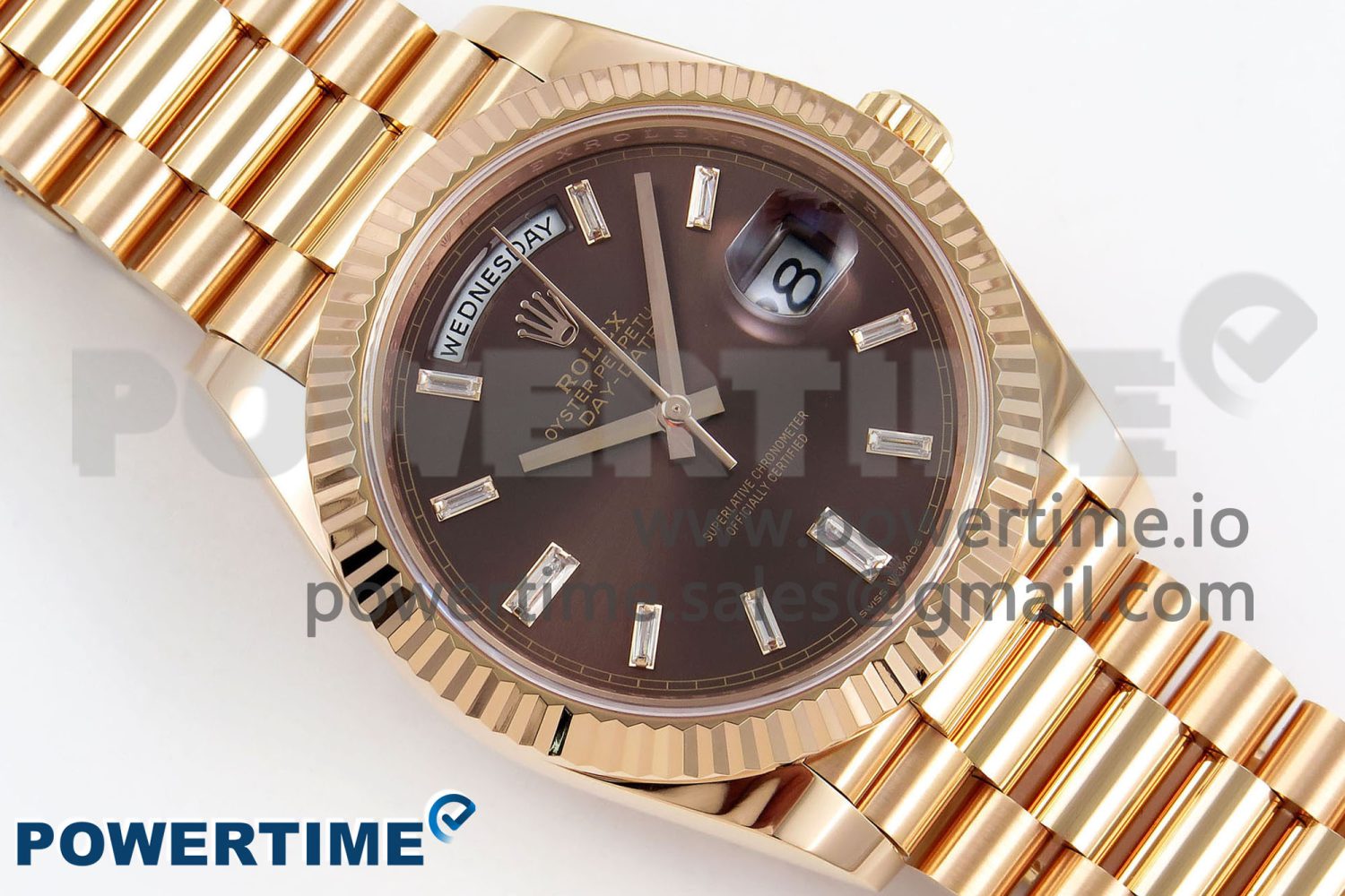 DayDate 40 228238 ARF 904L Steel Brown Crystal Diamonds Bezel on President Bracelet VR3255 - Image 3