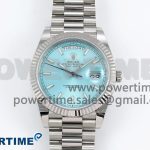 DayDate 40 228238 ARF 904L Steel Tiffany Blue Stick Dial on President Bracelet VR3255