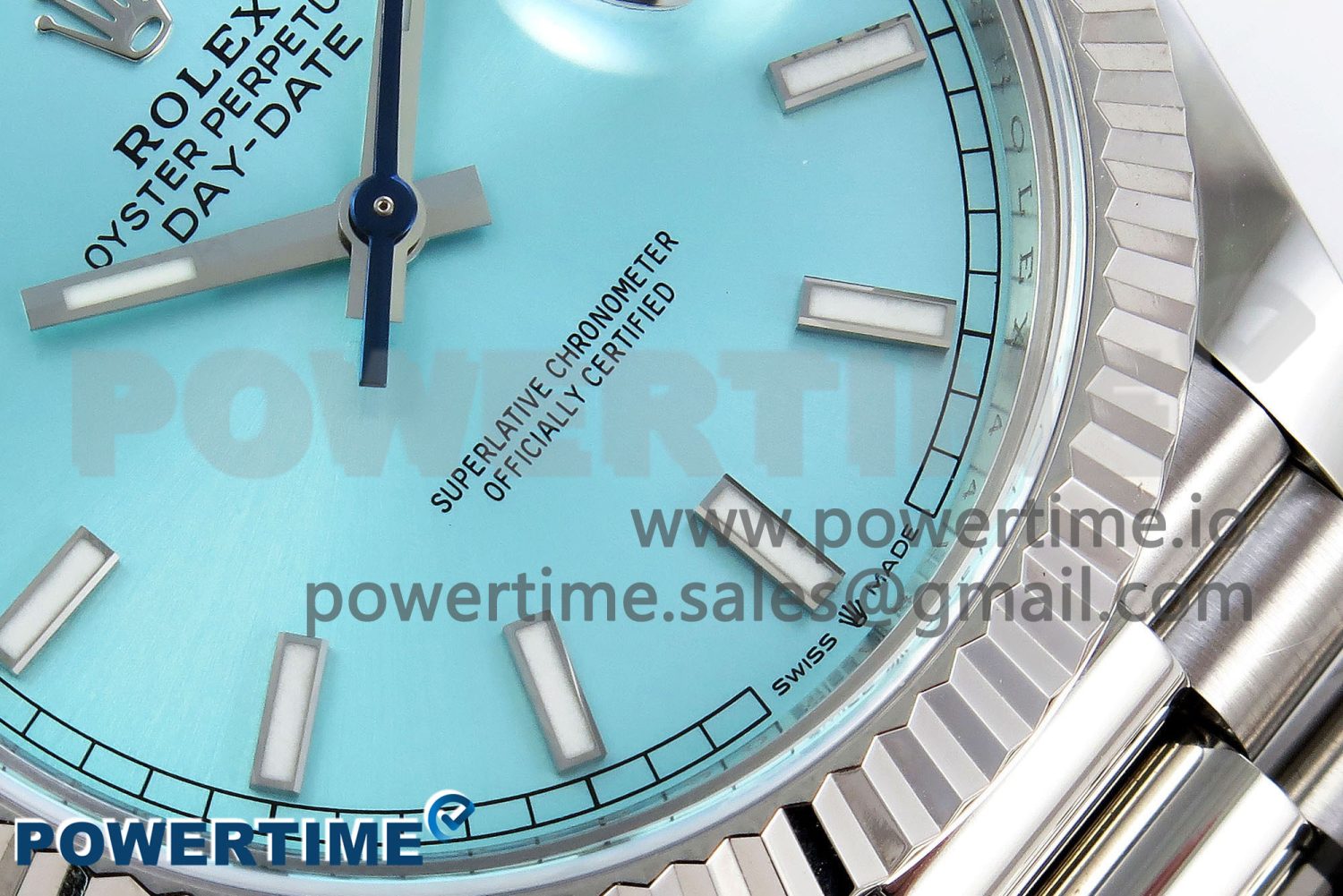 DayDate 40 228238 ARF 904L Steel Tiffany Blue Stick Dial on President Bracelet VR3255 - Image 5