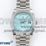 DayDate 40 228238 ARF 904L Steel Tiffany Blue Crystal Diamonds Bezel on President Bracelet VR3255