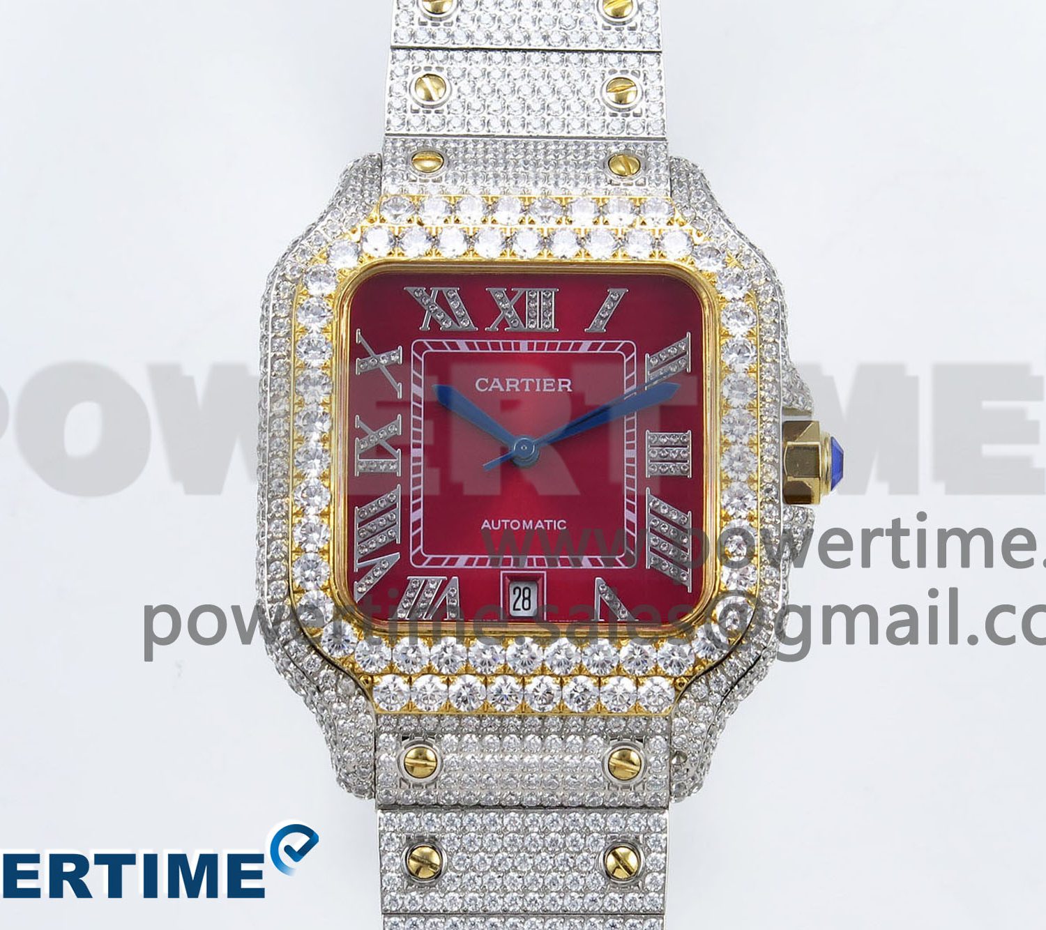 Santos De 40mm TWF 1:1 Best Edition Red Dial 904L SS/YG Case and Bracelet A2824