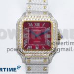 Santos De 40mm TWF 1:1 Best Edition Red Dial 904L SS/YG Case and Bracelet A2824