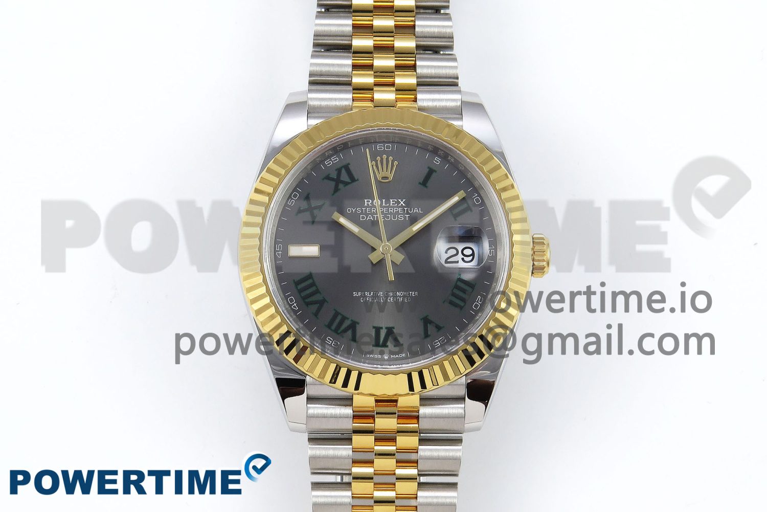 DateJust 41 126333 Clean 1:1 Best Edition 904L Steel Gray Dial Green Roman Marker on SS/YG Oyster Bracelet VR3235 - Image 1
