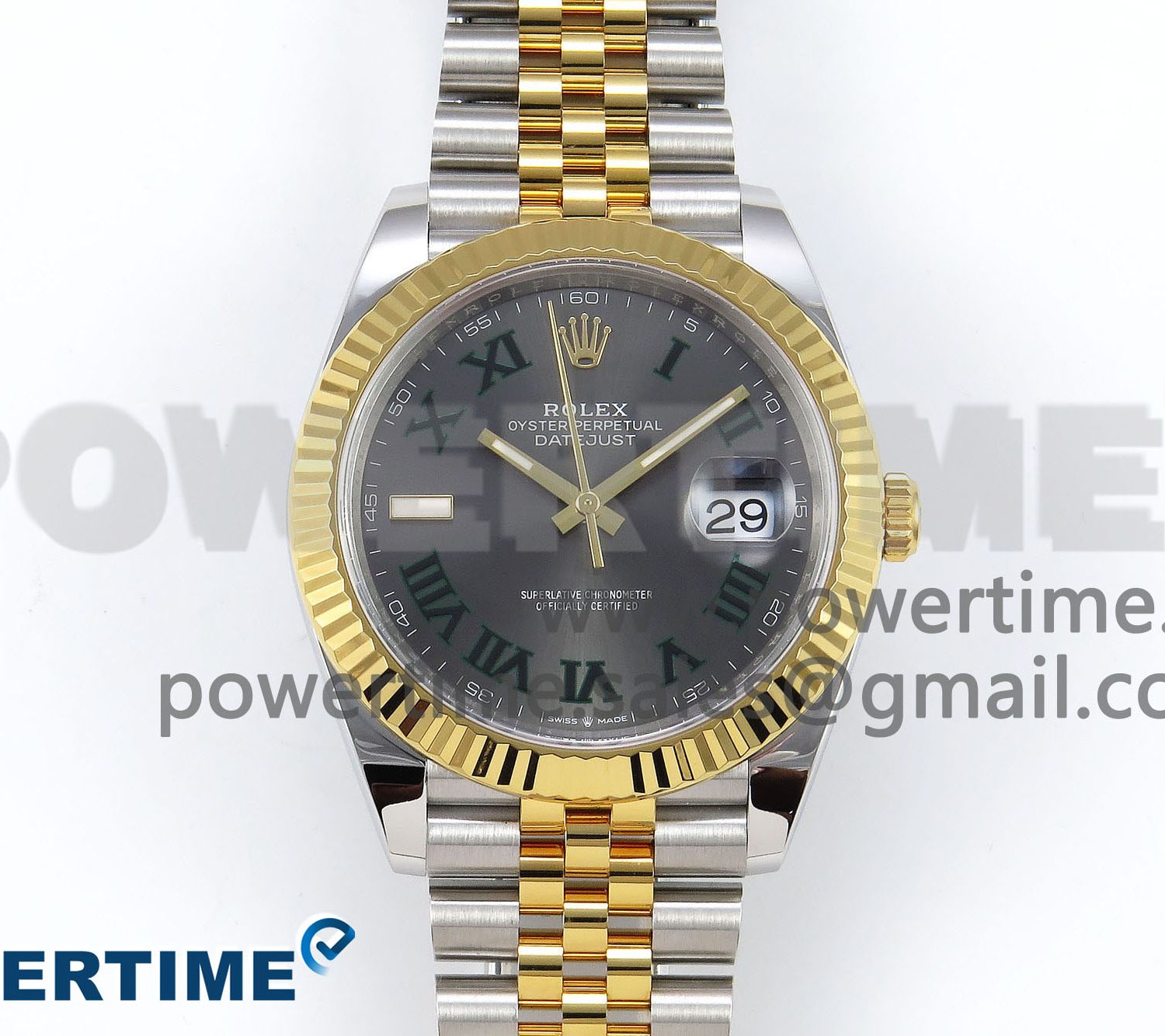 DateJust 41 126333 Clean 1:1 Best Edition 904L Steel Gray Dial Green Roman Marker on SS/YG Oyster Bracelet VR3235