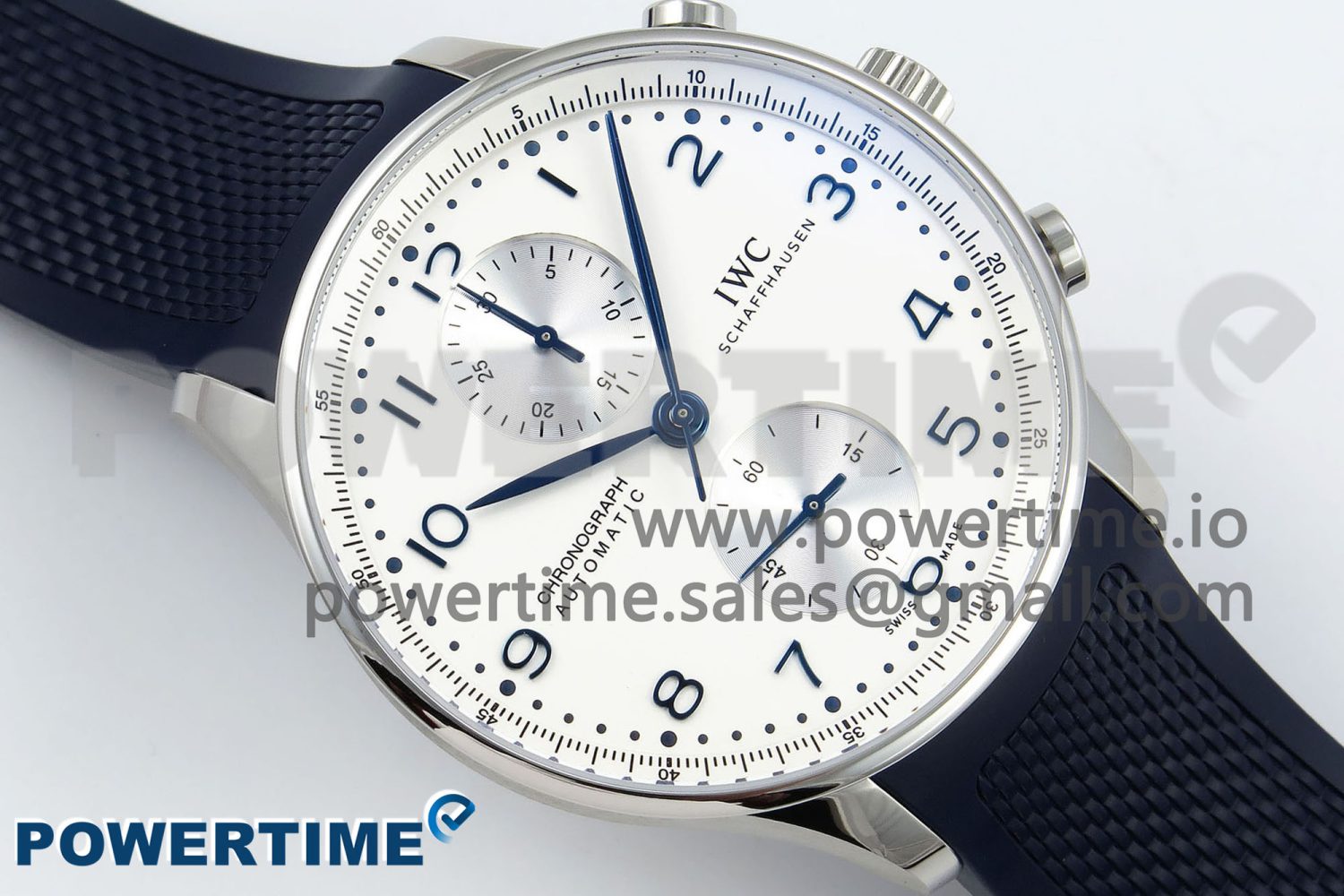 Portuguese Chrono IW3716 Z+F 1:1 Best Edition White Dial on Blue Rubber Strap A69355 - Image 3