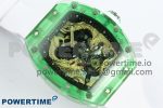 RM57 Green Transparent Tourbillon RMF Best Edition Gold Dragon Eagle Dial on White Rubber Strap - Image 3