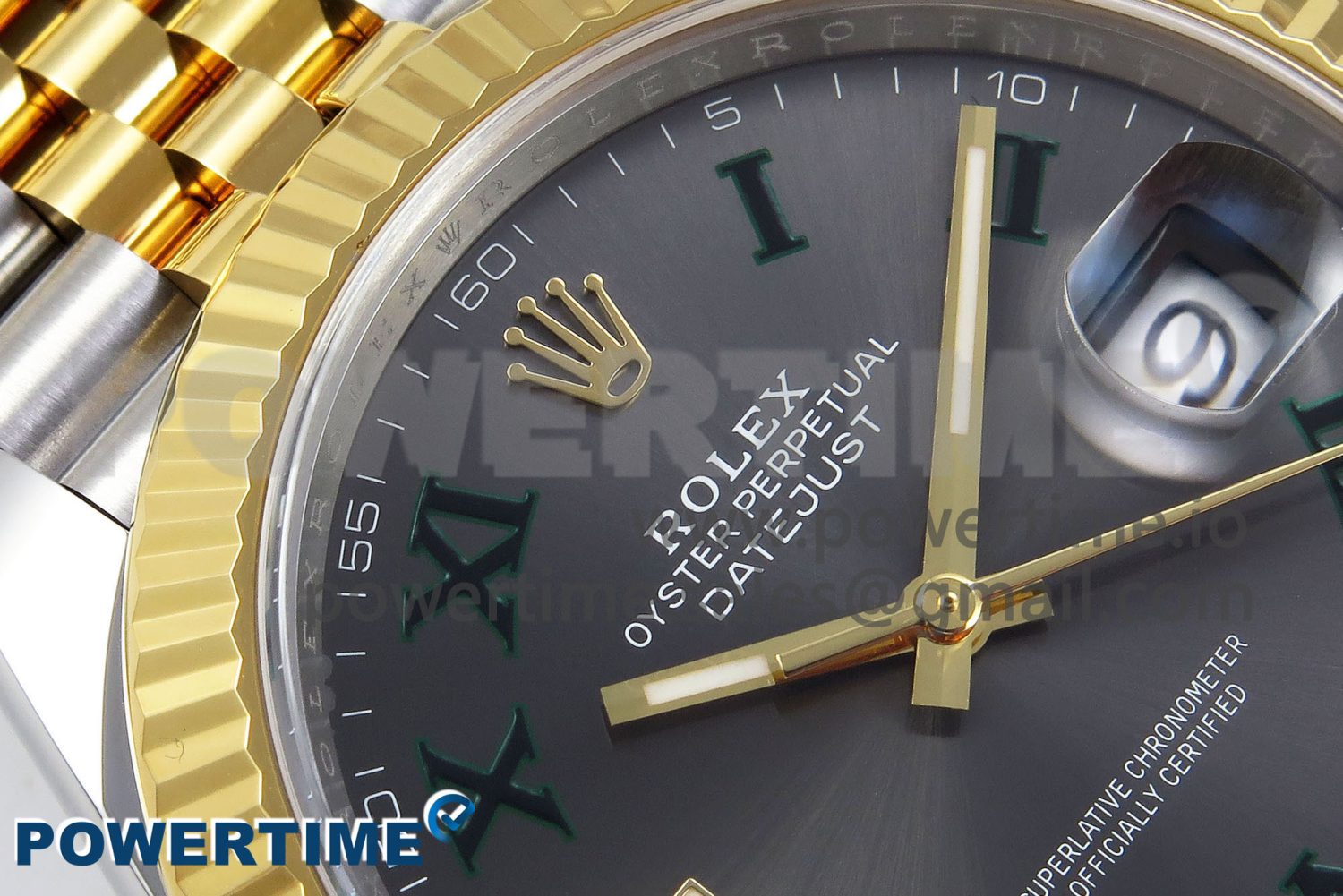 DateJust 41 126333 Clean 1:1 Best Edition 904L Steel Gray Dial Green Roman Marker on SS/YG Oyster Bracelet VR3235 - Image 4