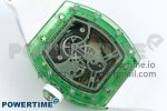 RM57 Green Transparent Tourbillon RMF Best Edition Gold Dragon Eagle Dial on White Rubber Strap - Image 8