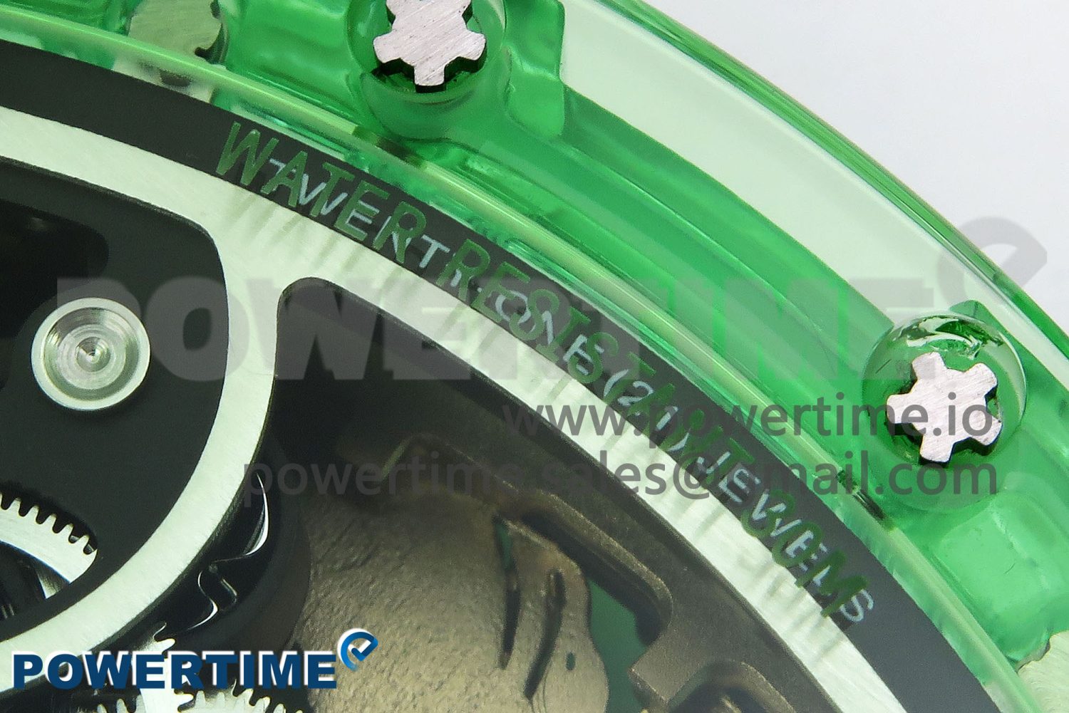 RM57 Green Transparent Tourbillon RMF Best Edition Gold Dragon Eagle Dial on White Rubber Strap - Image 10