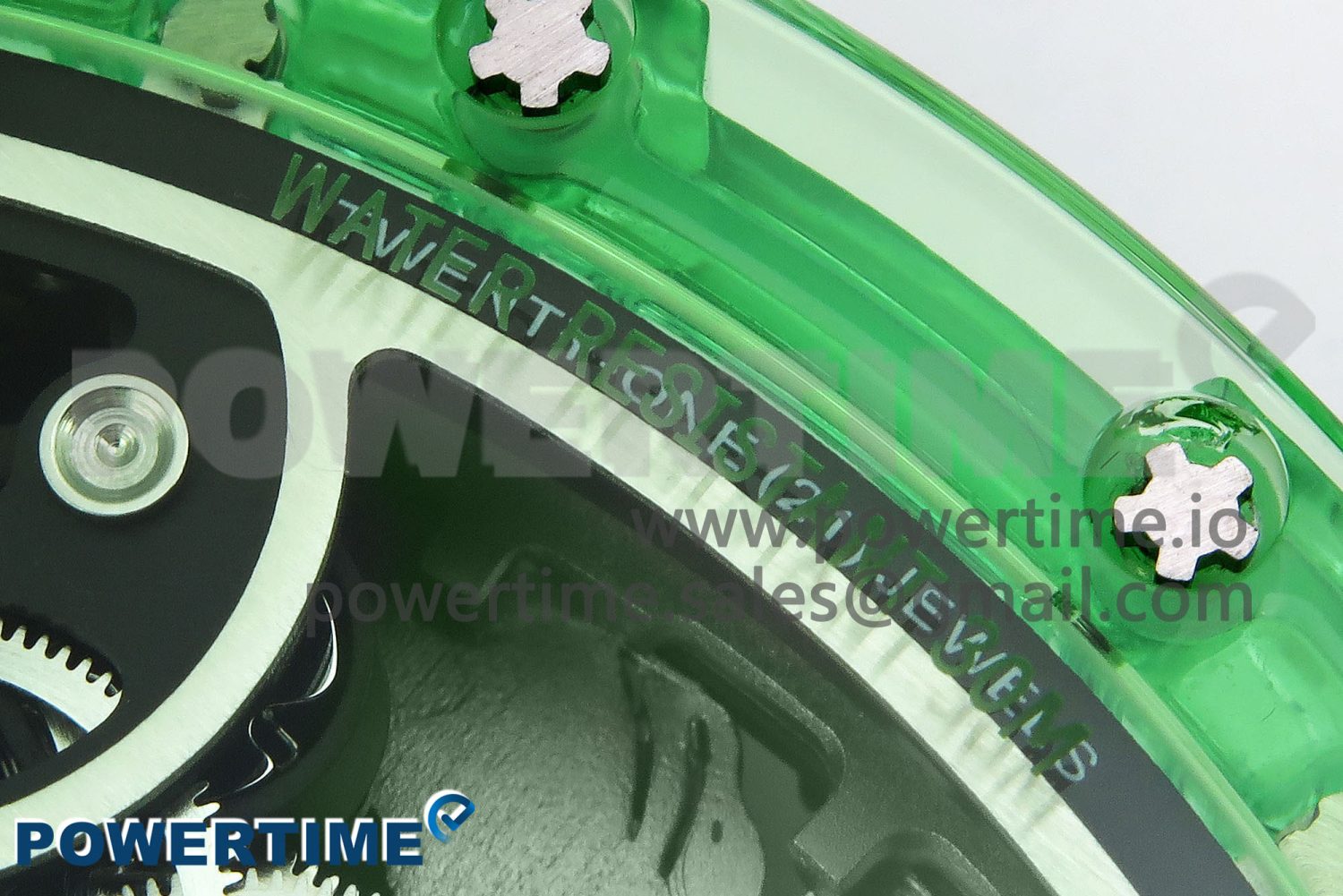 RM57 Green Transparent Tourbillon RMF Best Edition Silver Dragon Eagle Dial on White Rubber Strap - Image 10