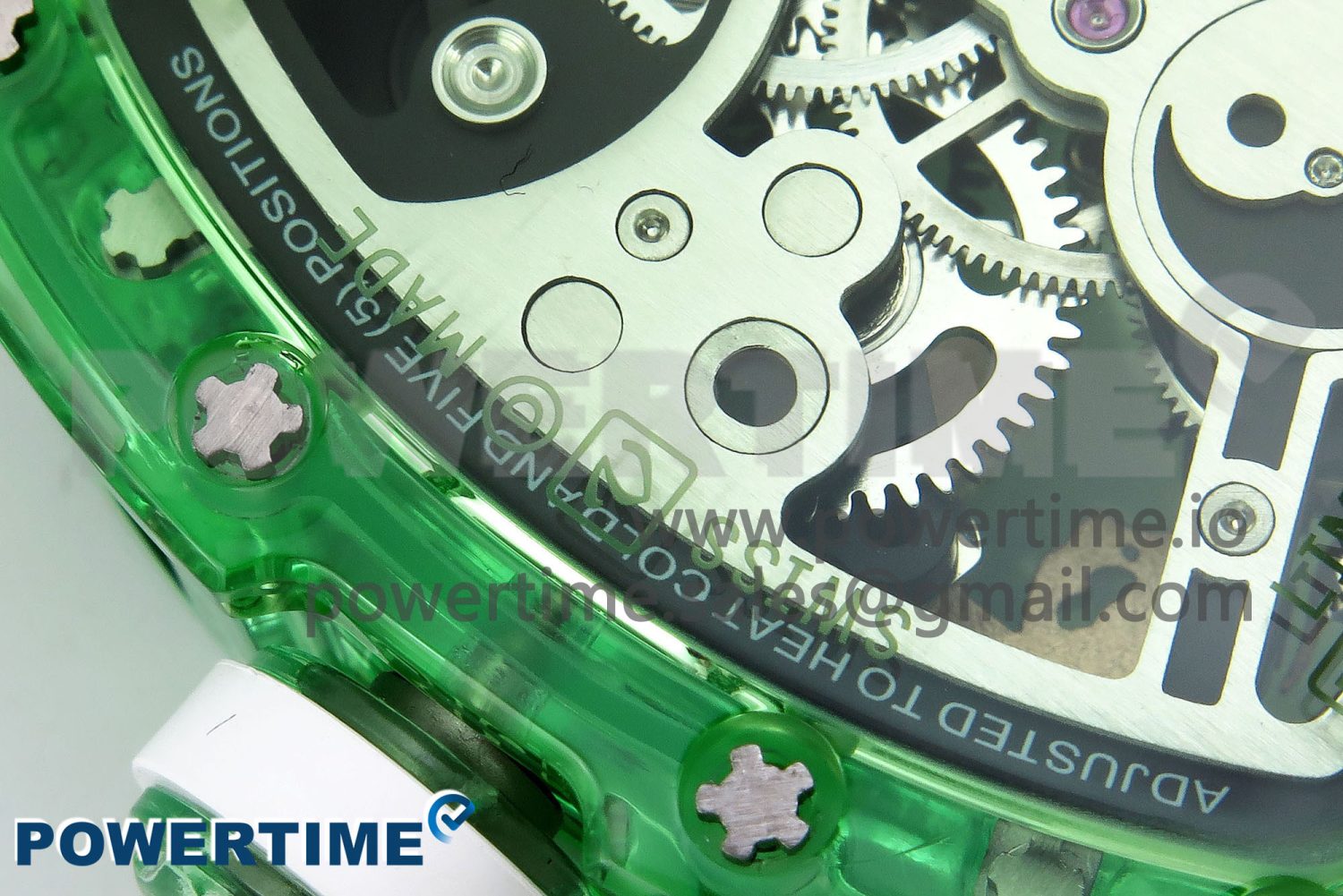 RM57 Green Transparent Tourbillon RMF Best Edition Silver Dragon Eagle Dial on White Rubber Strap - Image 11