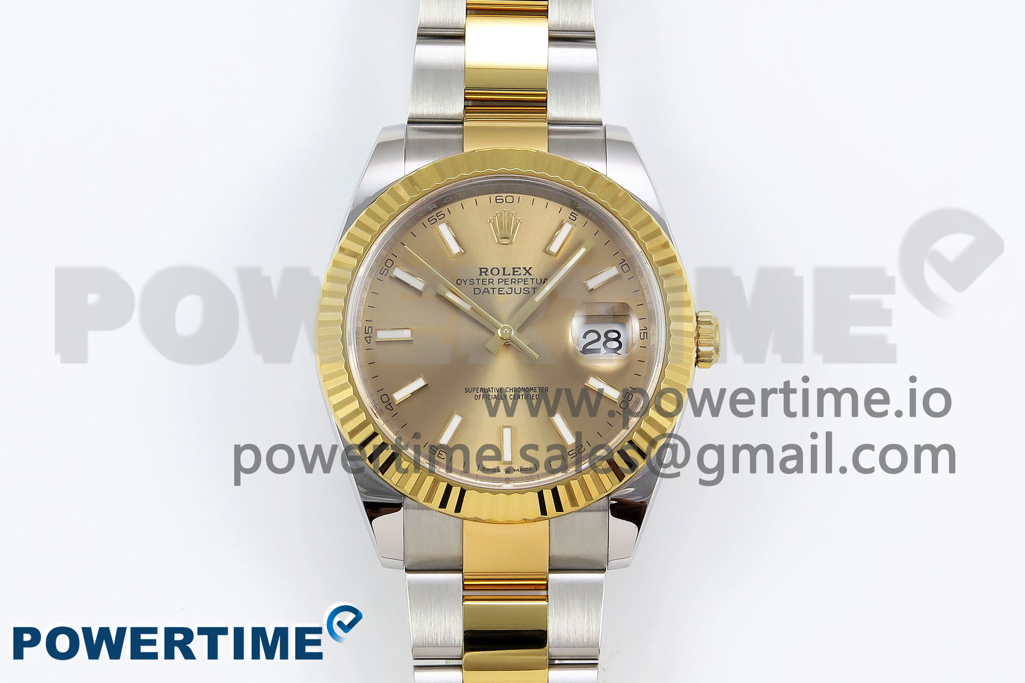 IMG_0026 DateJust 41 126333 Clean 1:1 Best Edition 904L Steel YG Stick Dial on SS/YG Oyster Bracelet VR3235 - Image 1
