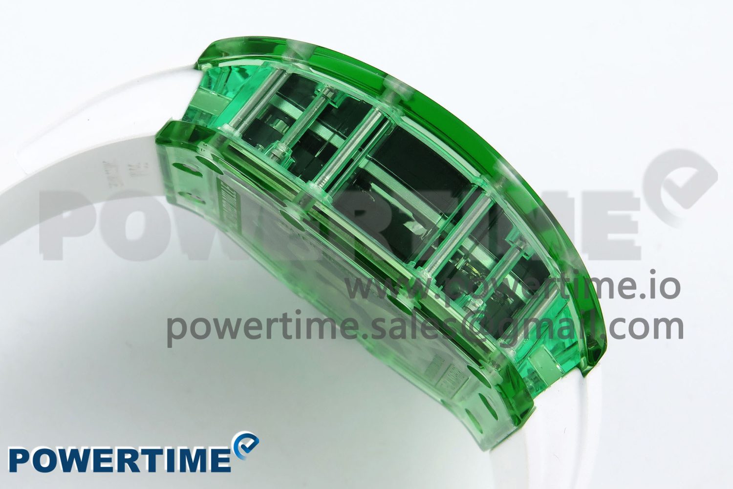 RM57 Green Transparent Tourbillon RMF Best Edition Silver Dragon Eagle Dial on White Rubber Strap - Image 7