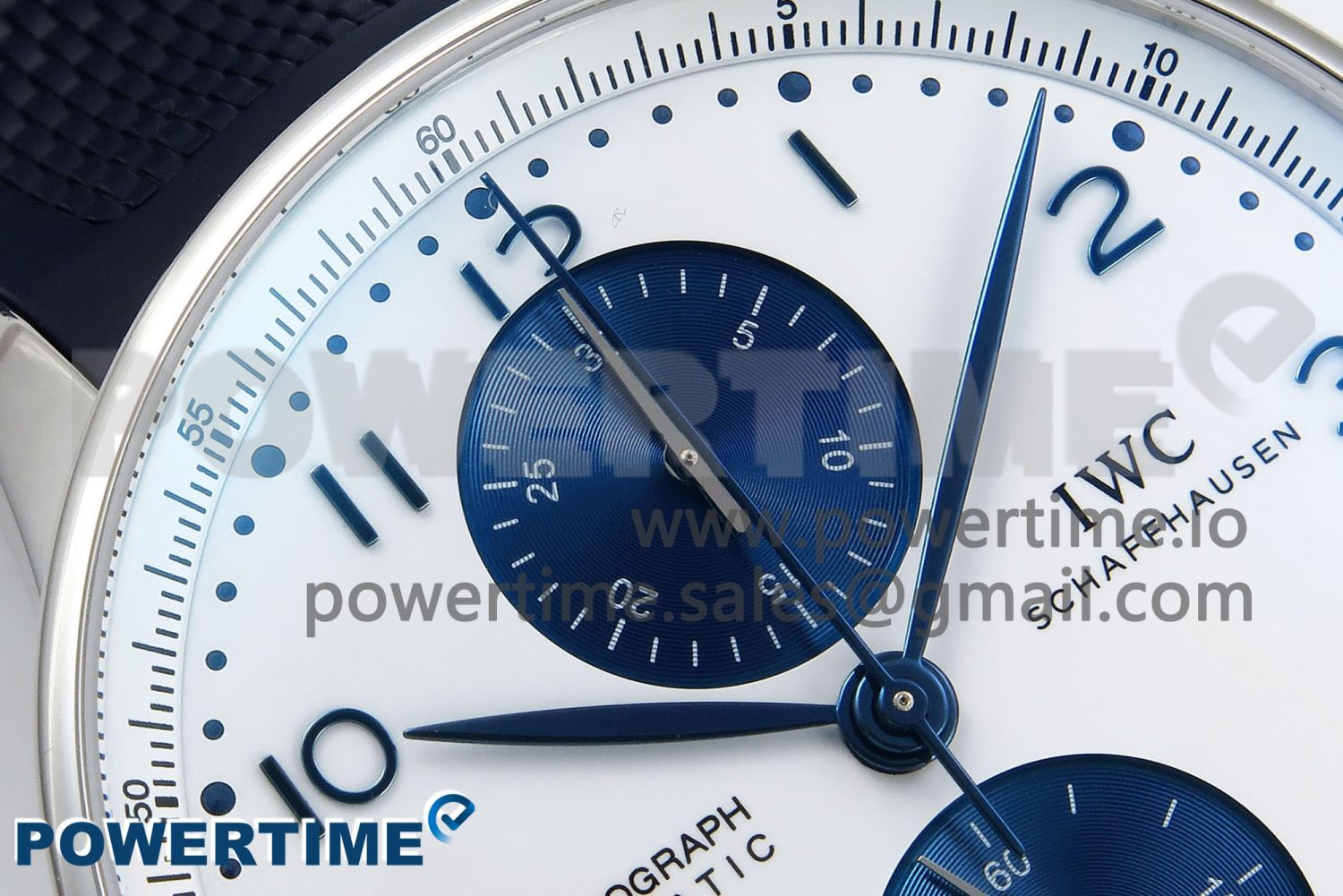 Portuguese Chrono IW3716 Z+F 1:1 Best Edition White/Blue Dial on Blue Rubber Strap A69355 - Image 4