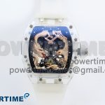 RM57 Transparent Tourbillon RMF Best Edition Gold Dragon Eagle Dial on Transparent Rubber Strap
