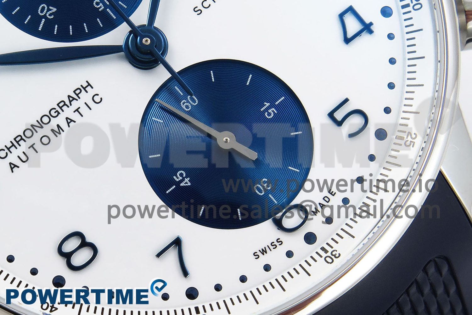 Portuguese Chrono IW3716 Z+F 1:1 Best Edition White/Blue Dial on Blue Rubber Strap A69355 - Image 5
