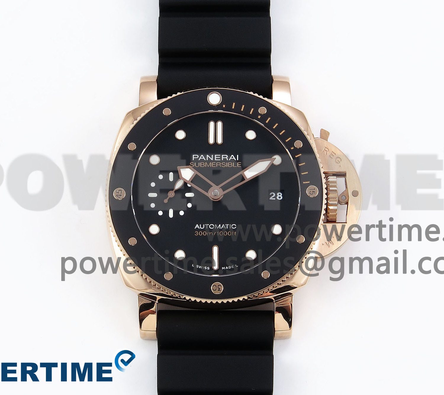 PAM2164 Luminor Submersible 42mm VSF Best Edition Black Dial on Rubber Strap P900 Clone