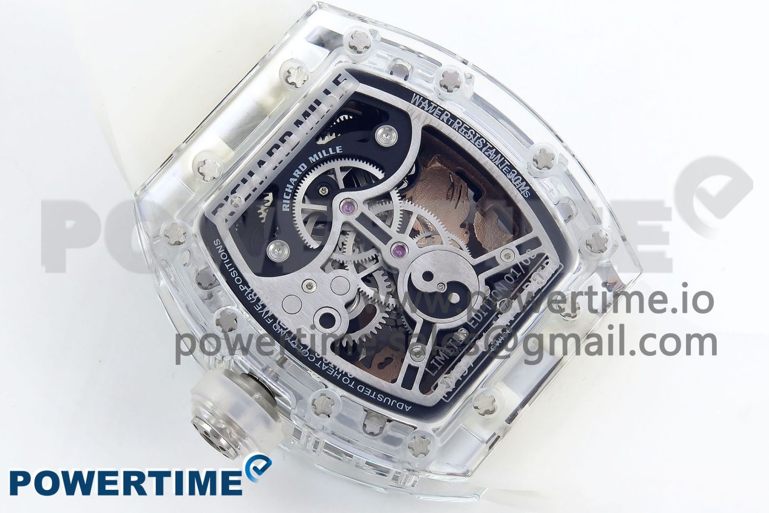 RM57 Transparent Tourbillon RMF Best Edition Gold Dragon Eagle Dial on Transparent Rubber Strap - Image 8