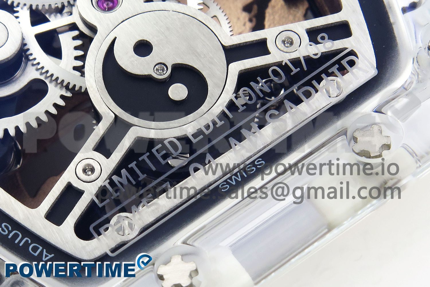 RM57 Transparent Tourbillon RMF Best Edition Gold Dragon Eagle Dial on Transparent Rubber Strap - Image 10